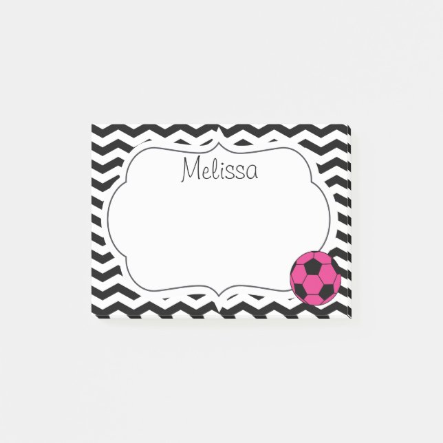 Pink Soccer Ball Chevron Monogram Notes (Front)
