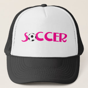 Pink soccer ball design trucker hat