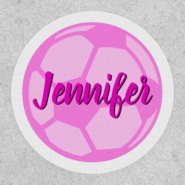 Pink Soccer Ball Editable Name Patch (Front)
