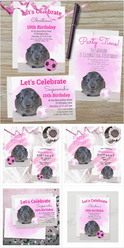 Pink Soccer Ball Guinea Pig Birthday Party 