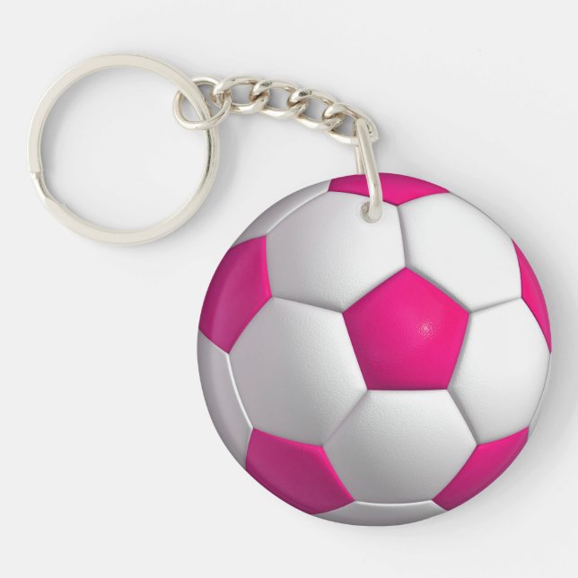 Pink Soccer Ball Keychain (Front)