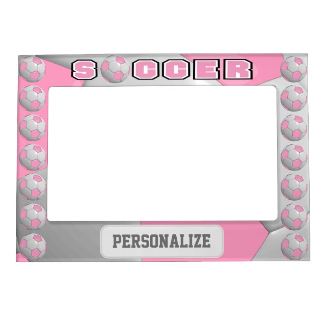 Pink Soccer Ball Magnetic Frame (Front)