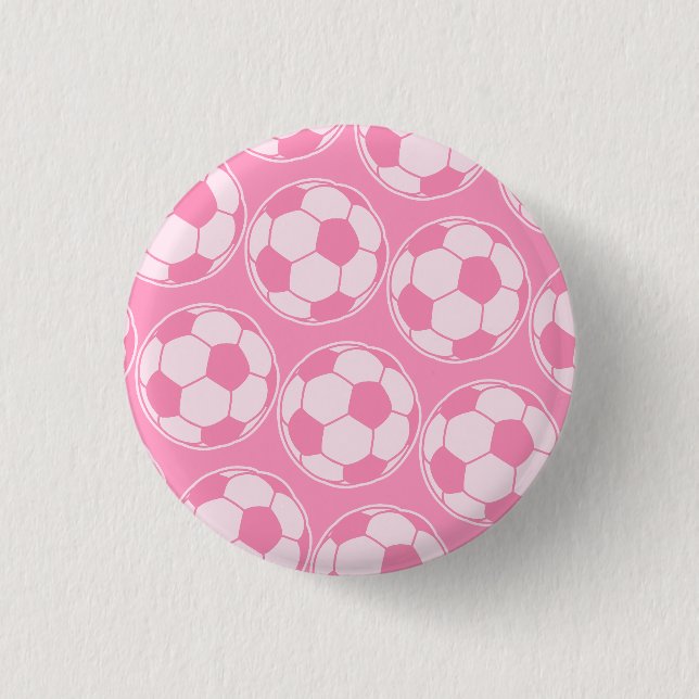 Pink Soccer Ball Screwball Graphics Button (Front)