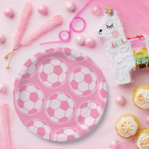 Pink Soccer Ball Screwball Graphics Party Paper Plates