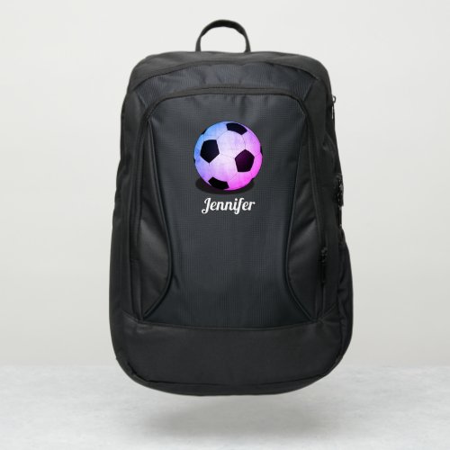 Pink Soccer Ball Sports Personalized Girls Port Authority Backpack