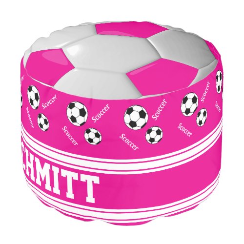 Pink Soccer Ball Sports Pouf