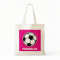 Pink soccer ball tote bag for girls team and coach