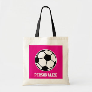 Pink soccer ball tote bag for girls team and coach