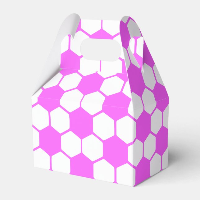 Pink Soccer Balls Black and White Custom Favor Boxes (Front Side)