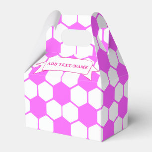 Pink Soccer Balls Black and White Custom Name Favor Boxes