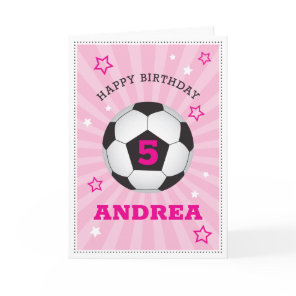 Pink Soccer Birthday Card Personalized