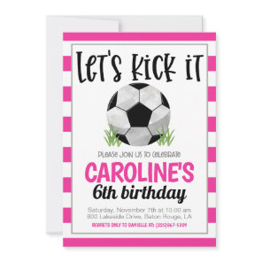 Pink Soccer Birthday Invitation
