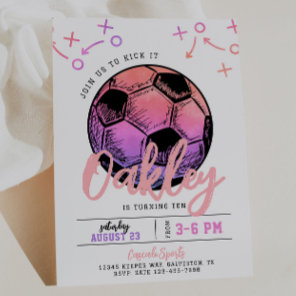 Pink Soccer Birthday Invitation