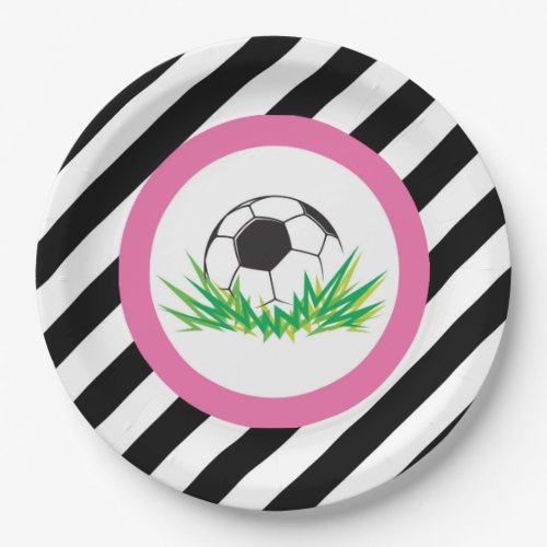 Pink Soccer Birthday Party  Paper Plates