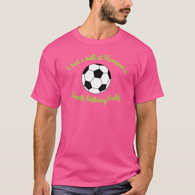 Pink Soccer Birthday Party T-Shirt (Front)