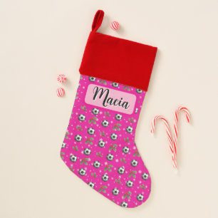 Pink Soccer Christmas Stocking Soccer player