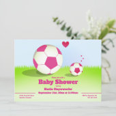 Pink Soccer/Football Baby Shower | Invitation (Standing Front)