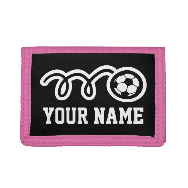 Pink soccer girl wallet | Sporty kids design (Front)