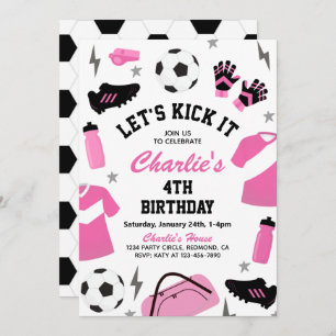 Pink Soccer Invitation   Soccer Party Invitations