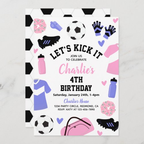 Pink Soccer Invitation  Soccer Party Invitations