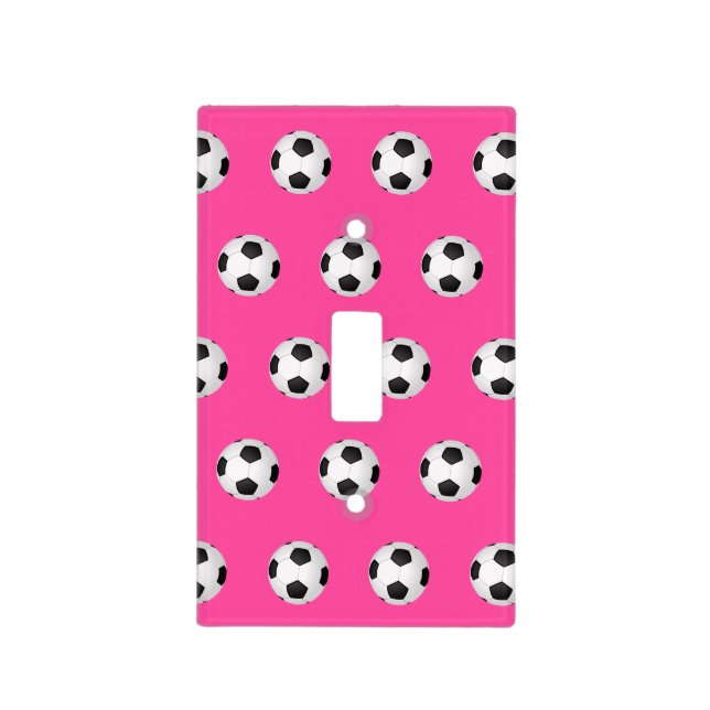 Pink Soccer Light Switch Plate Girls Soccer Room (Front)