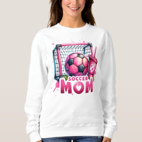Pink Soccer Mom Watercolor Graphic Sweatshirt