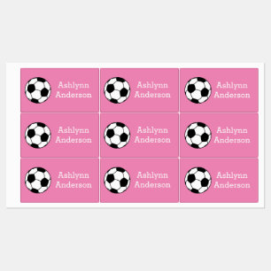 Pink Soccer Name Kids' Labels