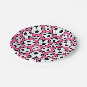 Pink Soccer Paper Plates