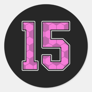 Pink Soccer Pattern Number 15 Jersey Player Unifor Classic Round Sticker