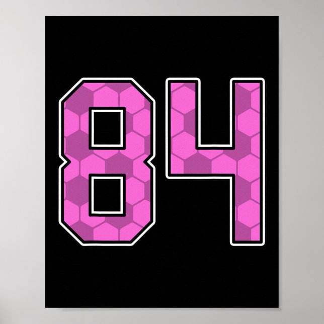Pink Soccer Pattern Number 84 Jersey Player Unifor Poster (Front)