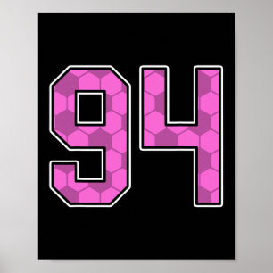 Pink Soccer Pattern Number 94 Jersey Player Unifor Poster