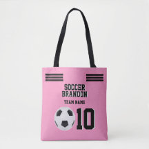 Pink soccer pink tote bag sport football monogram