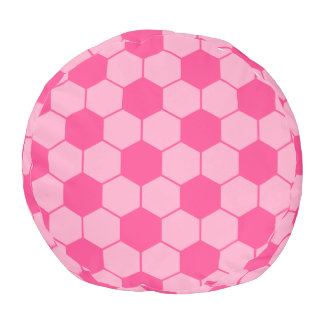 Pink soccer print pouf