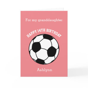 Pink Soccer Sport 14th Birthday Card