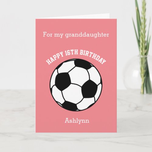 Pink Soccer Sport 16th Birthday Card