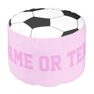 Pink Soccer Sports Custom name Personalized Pouf
