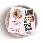 Pink Social Media,Photo Grid, QR Code Business Card