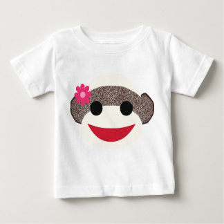 Pink Sock Monkey Flower Girl Baby T-Shirt