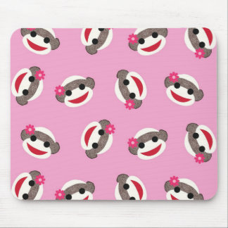 Pink Sock Monkey Flower Girl Mouse Pad