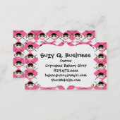 Pink Sock Monkeys on Pink White Argyle Diamond Business Card (Front/Back)