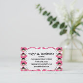 Pink Sock Monkeys on Pink White Argyle Diamond Business Card (Standing Front)