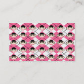 Pink Sock Monkeys on Pink White Argyle Diamond Business Card (Back)
