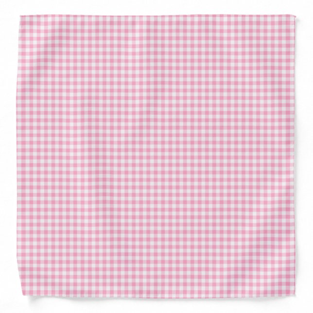 Pink Soda Gingham Check Pattern Bandana (Front)