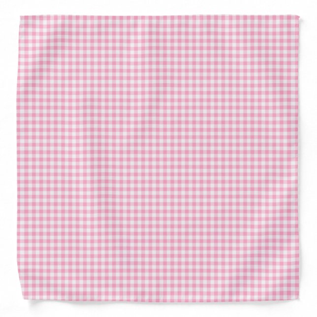 Pink Soda Gingham Check Pattern Dog Bandana (Front)