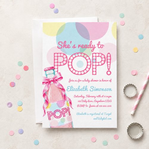 Pink Soda Ready to Pop Baby Shower Invitation