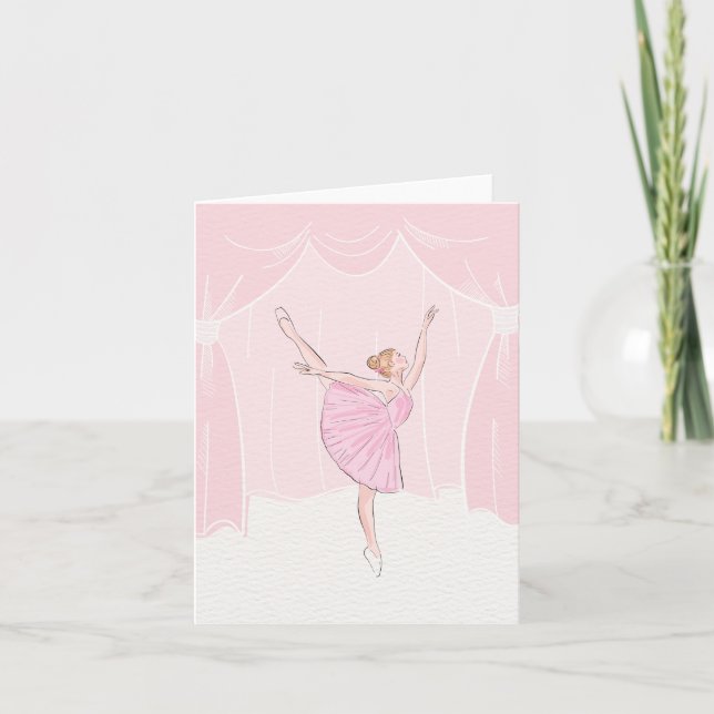 Pink soft ballerina ballet  card (Front)