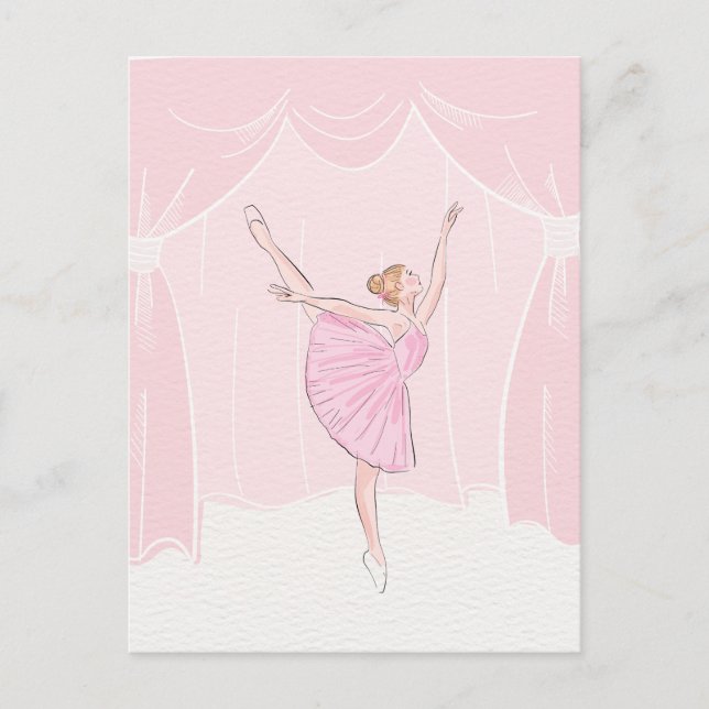 Pink soft ballerina ballet  postcard (Front)