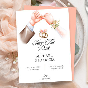 Pink soft couple ring wedding Invitation