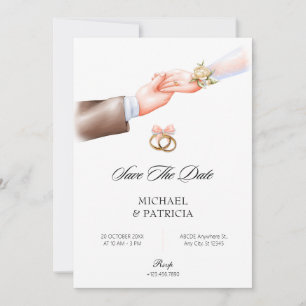 Pink soft couple ring wedding Invitation