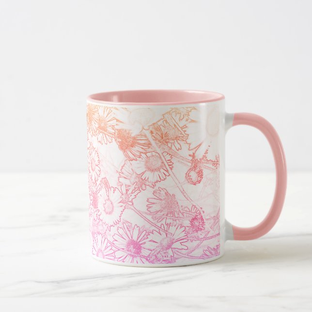 Pink soft daisy pattern Coffee Mug (Right)